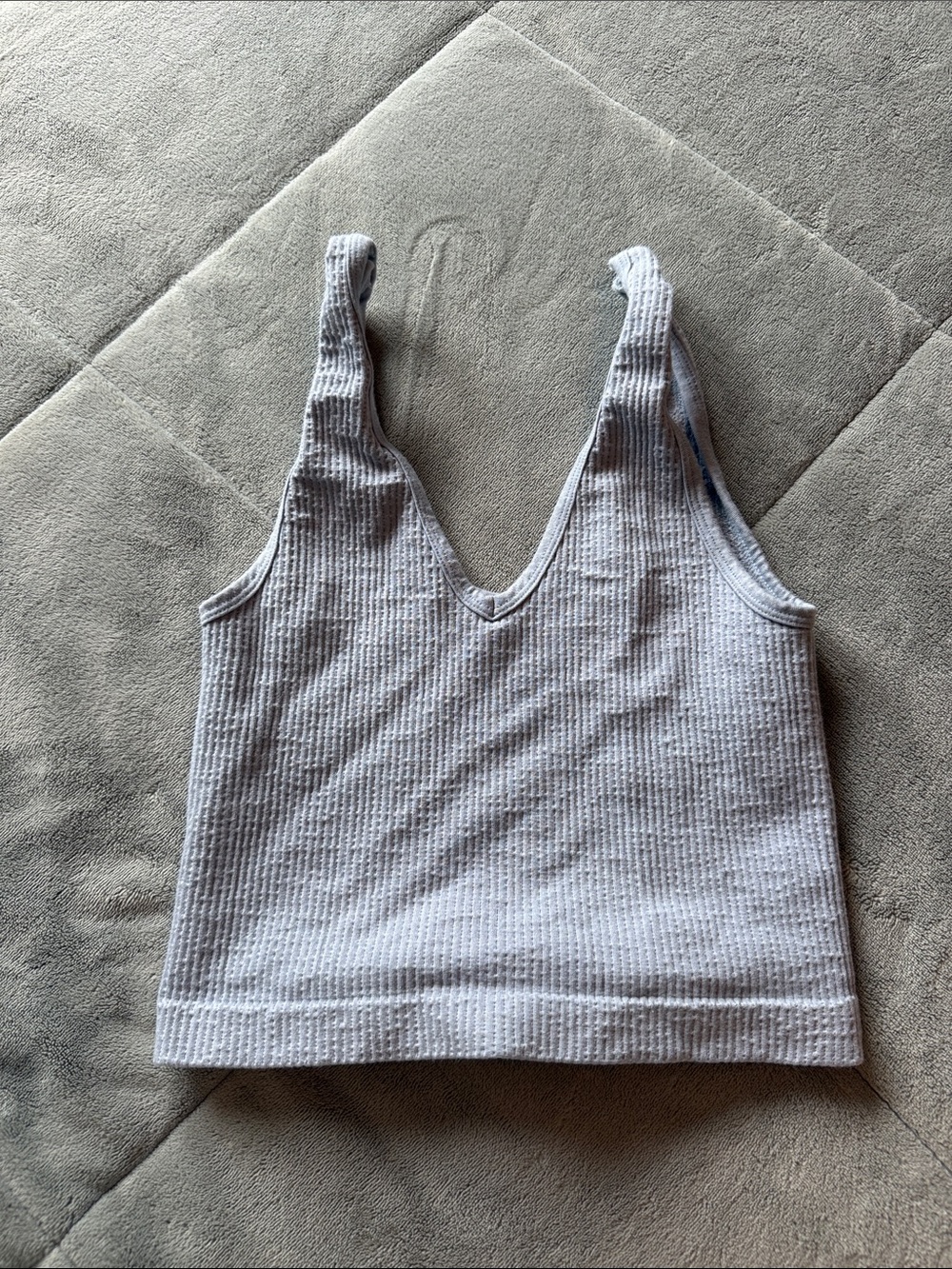Women’s Ribbed V-Neck Tank Top - Light Gray - Picture 1 of 1